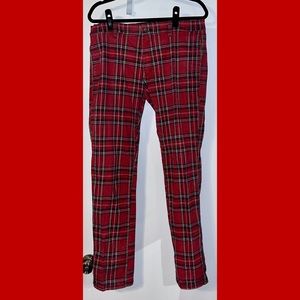 TRIPP Red Tartan Plaid Skinny Pants 36